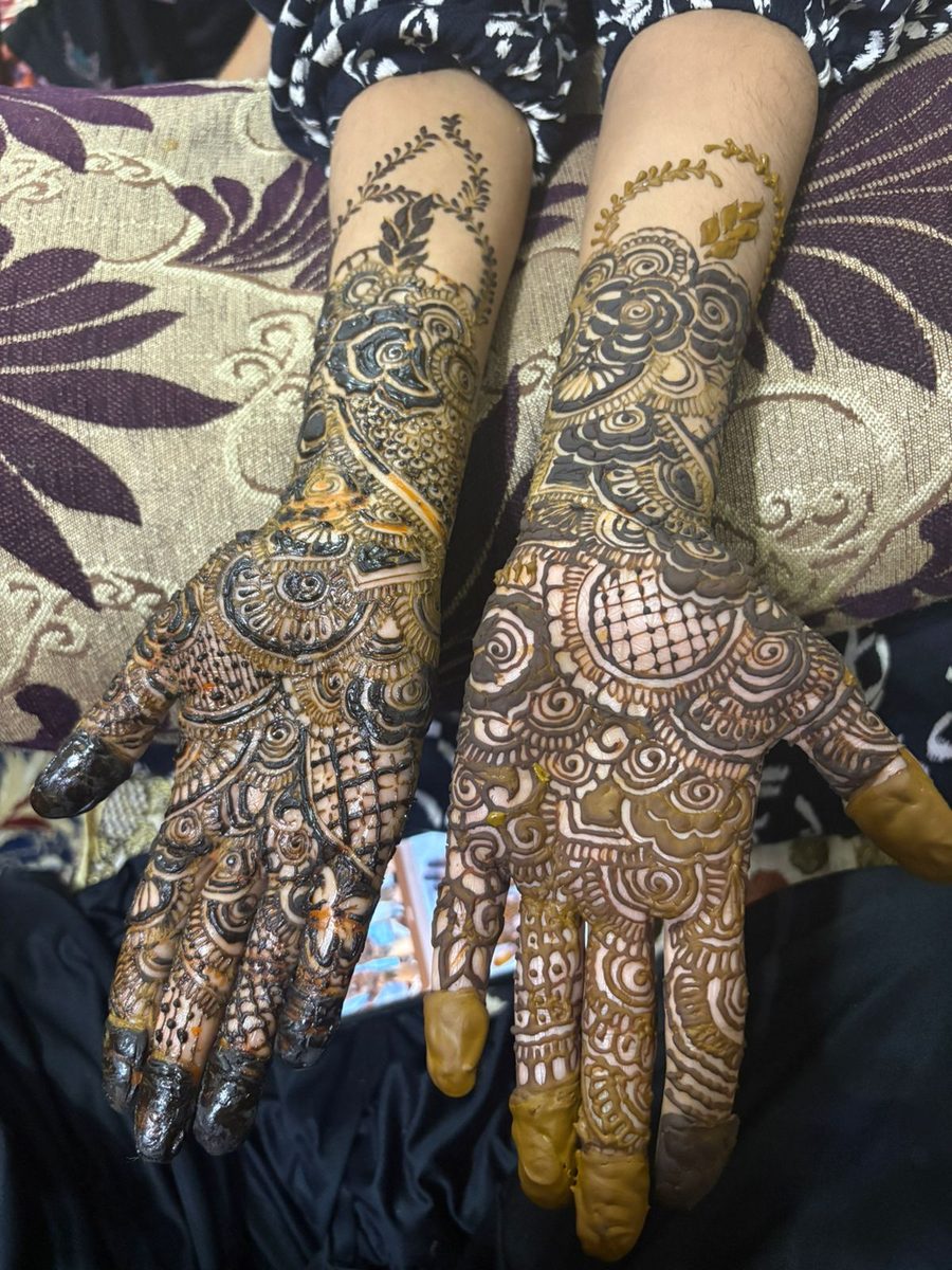 Fresh henna paste design, multi-colour